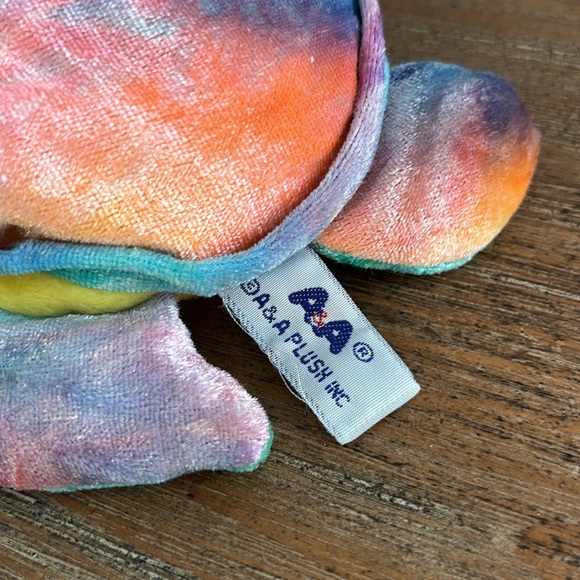 A&A Plush Inc Beanie PVC Pellet Plush Sea Turtle Tie Dye Yellow Pink Blue Green - Picture 2 of 9